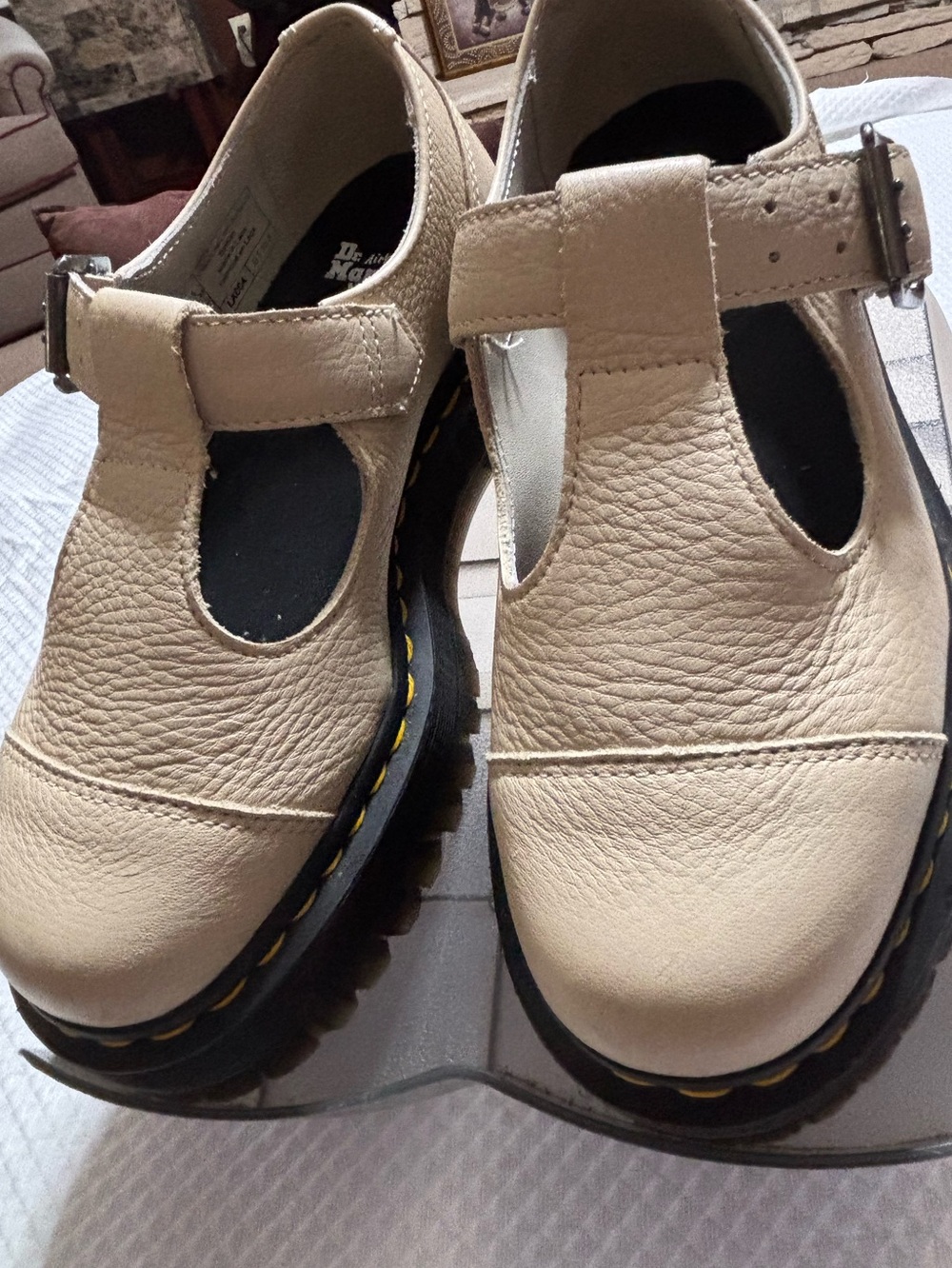Dr. Martens Women's Beige Mary Jane Platform Shoe - Picture 11 of 11